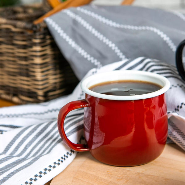 Crimson Enamel Belly Mug