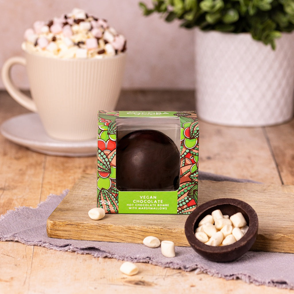 Dark Chocolate Hot Chocolate Bombe with Marshmallows (Naturally Vegan)