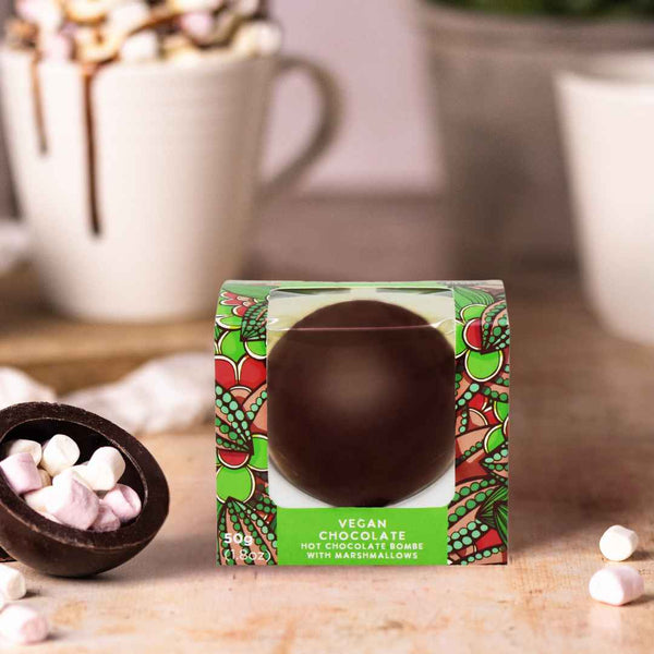 Dark Chocolate Hot Chocolate Bombe with Marshmallows (Naturally Vegan)