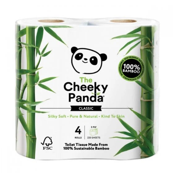 The Cheeky Panda Plastic Free Bamboo 3ply Toilet Rolls 4 Pack
