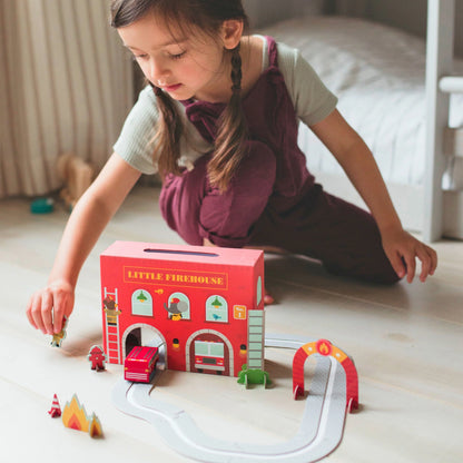 Petit Collage Firehouse Wind Up and Go Playset