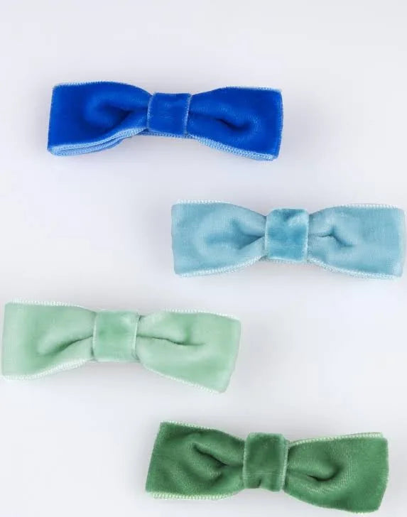 Rainbow Velvet Bow Hair Clips (x 8)