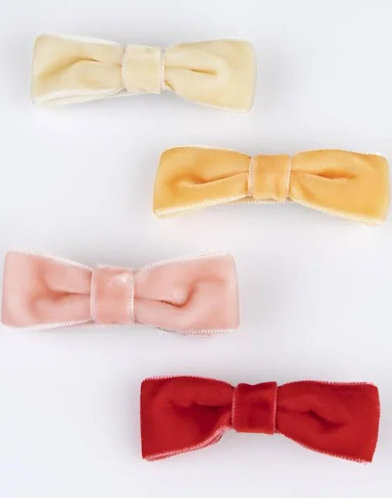 Rainbow Velvet Bow Hair Clips (x 8)