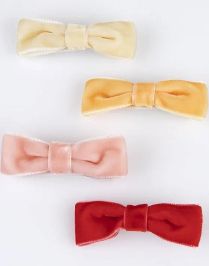 Rainbow Velvet Bow Hair Clips (x 8)