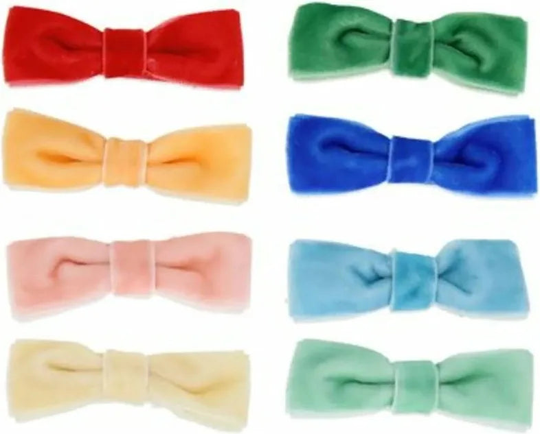 Rainbow Velvet Bow Hair Clips (x 8)