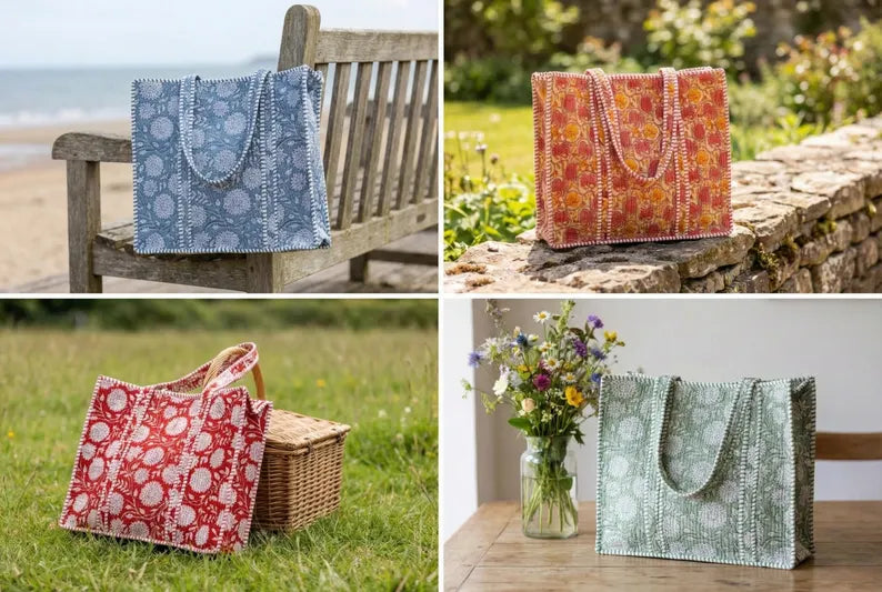 Meadow Green Reversible Cotton Tote Bag