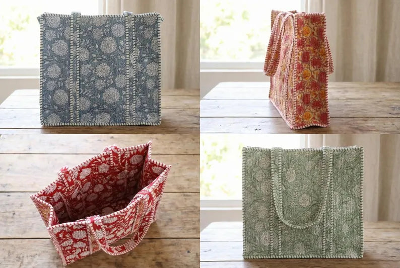 Meadow Green Reversible Cotton Tote Bag