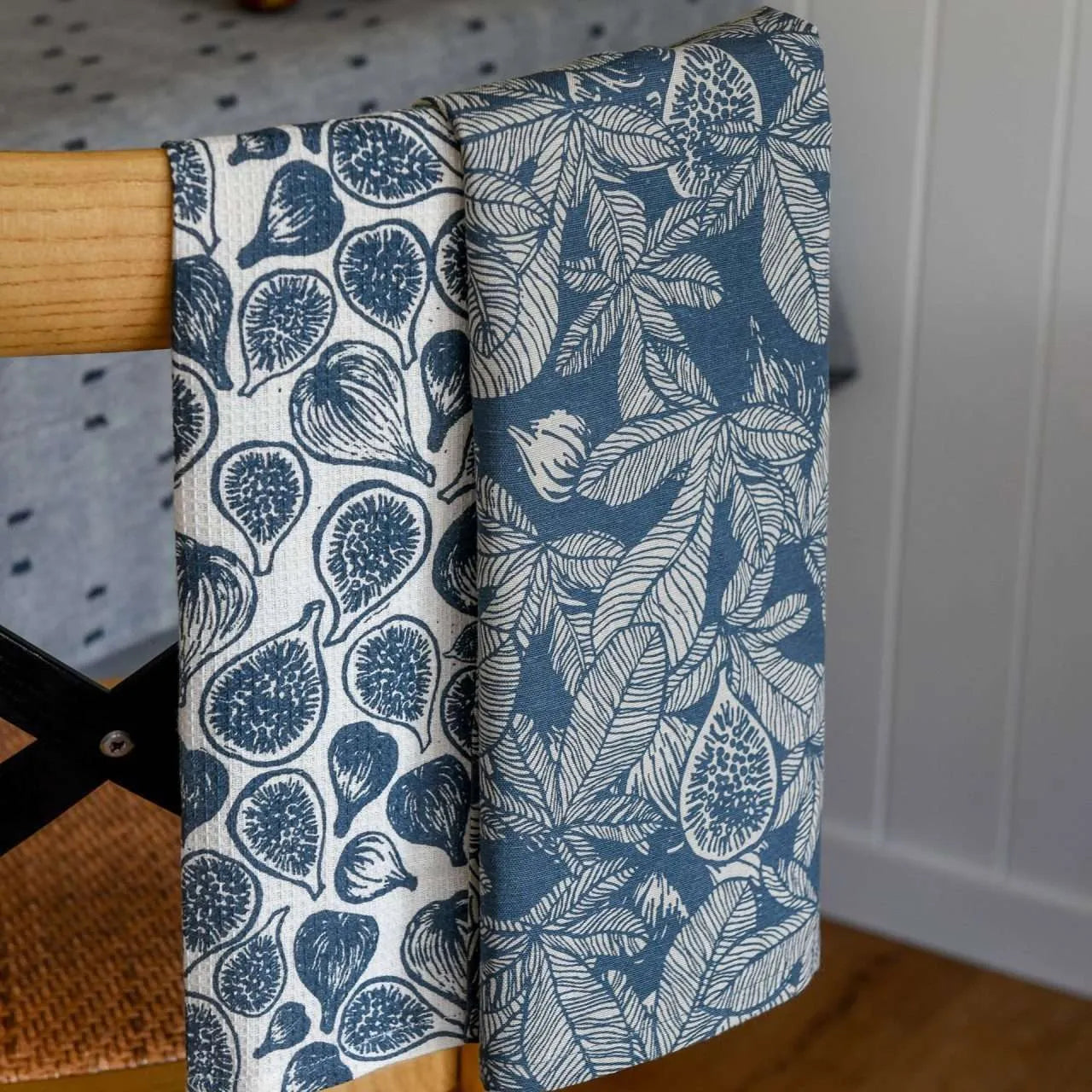 Recycled Cotton Fig Tree Tea Towels Slate - Pack of 2