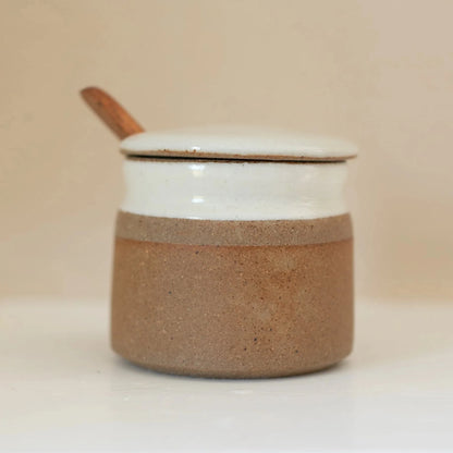 Stoneware Sugar Pot with Spoon