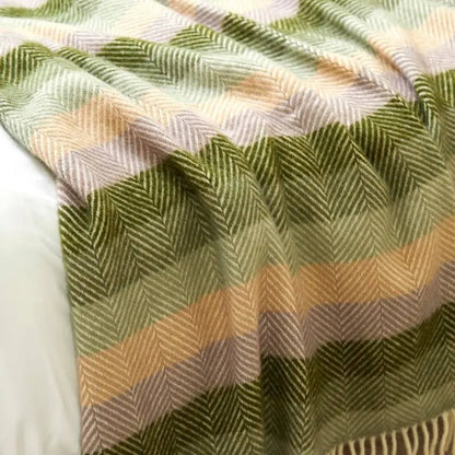 Tweedmill Stripe Botanical Wool Knee Rug or Small Blanket