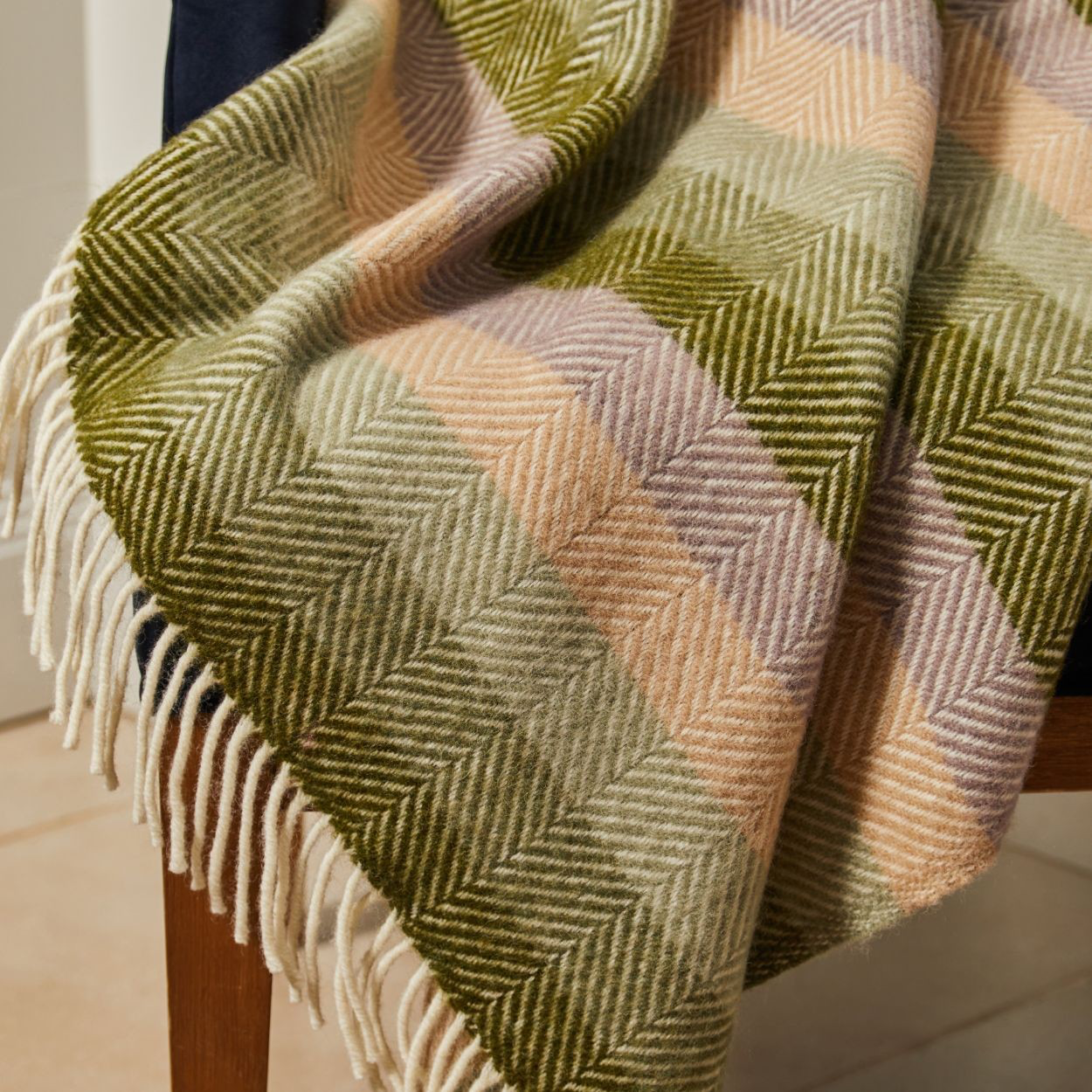 Tweedmill Stripe Botanical Wool Knee Rug or Small Blanket