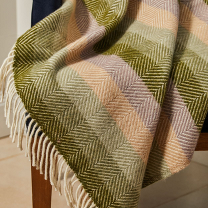 Tweedmill Stripe Botanical Wool Knee Rug or Small Blanket