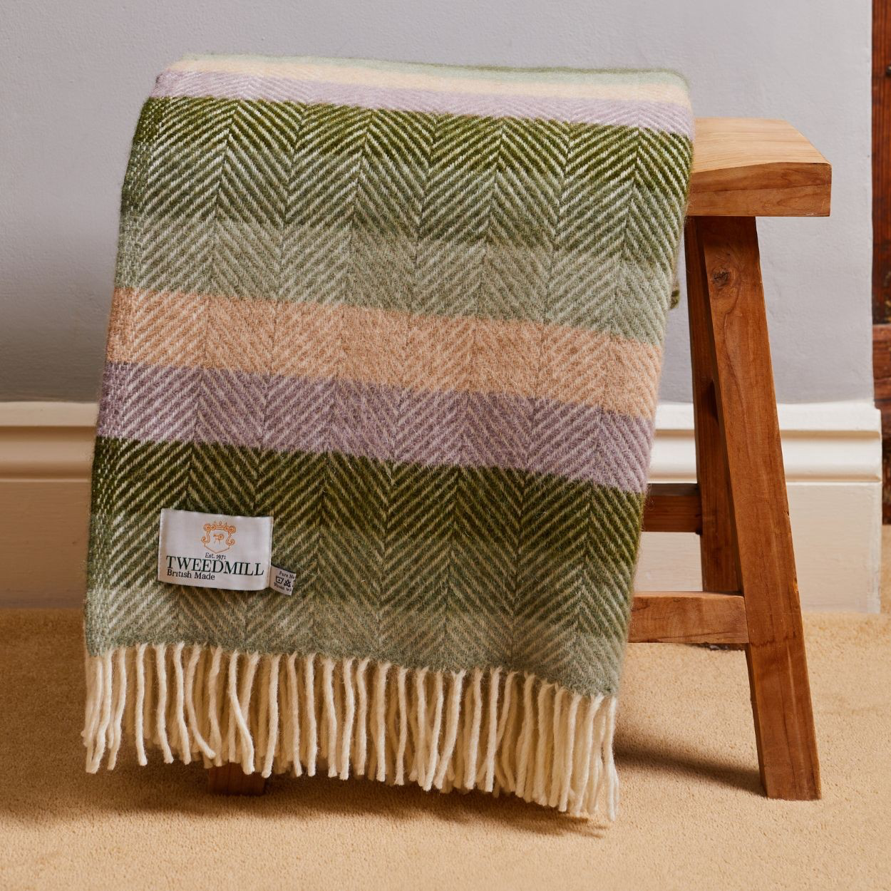 Tweedmill Stripe Botanical Wool Knee Rug or Small Blanket