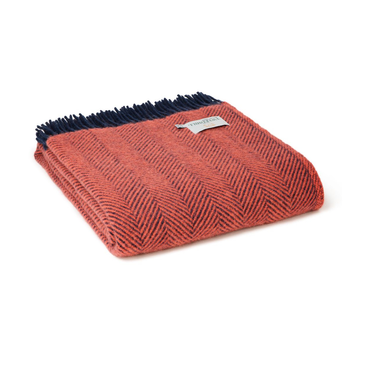 Tweedmill Herringbone Navy & Flamingo Wool Knee Blanket