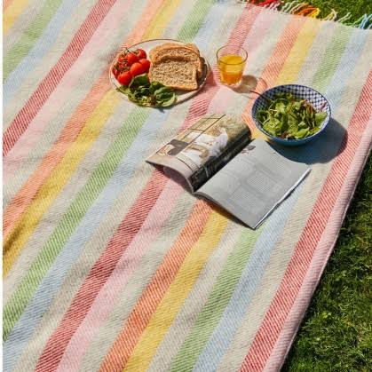 Tweedmill Multi Rainbow Stripe Wool Knee Rug or Small Blanket