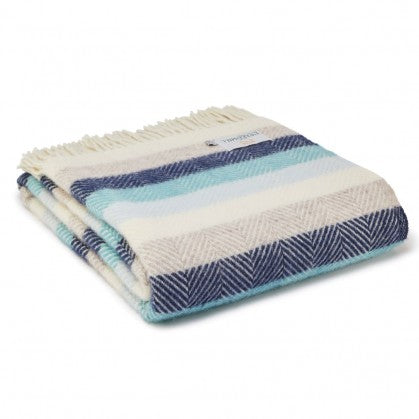 Tweedmill Stripe Seashore Wool Knee Rug or Small Blanket