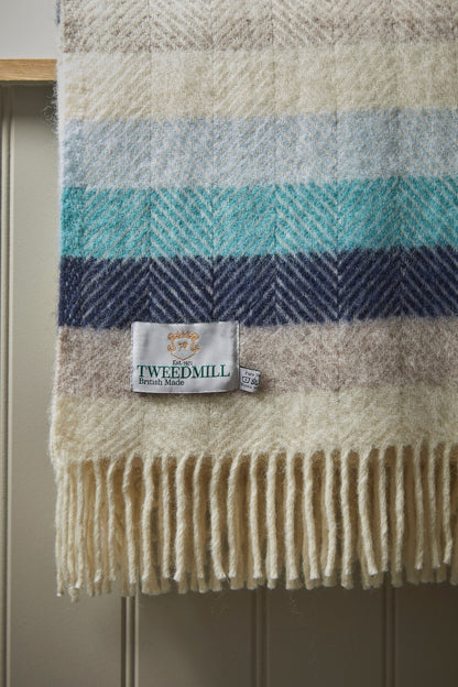 Tweedmill Stripe Seashore Wool Knee Rug or Small Blanket