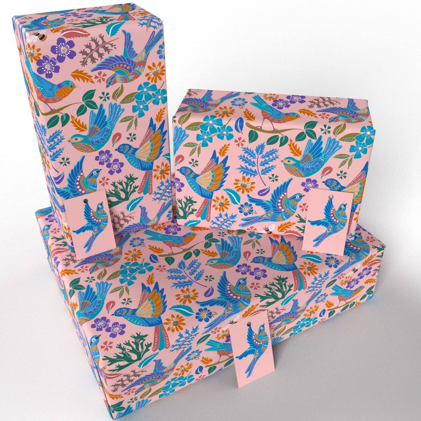 Vegan 100% Recycled Gift Wrap - Pink Ditsy