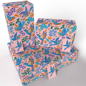 Vegan 100% Recycled Gift Wrap - Flying Birds