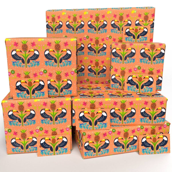 Orange Toucans Gift Wrapping Paper