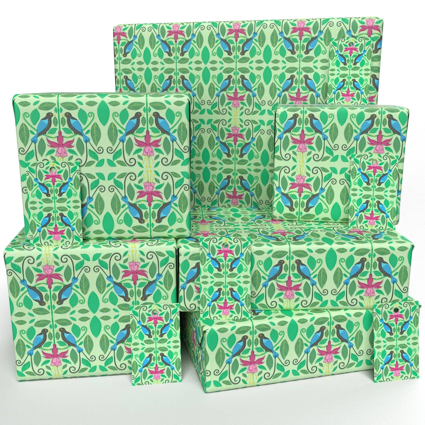 Vegan 100% Recycled Gift Wrap - Pink Ditsy