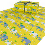 Children’s Vegan Wrapping Paper 100% Recycled - Yellow Baby Elephants