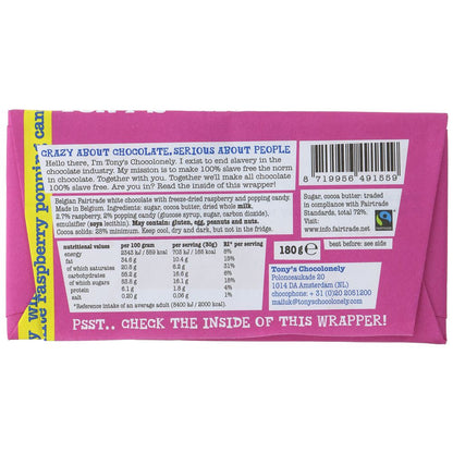 Tony's Chocolonely White Chocolate Raspberry Popping Candy