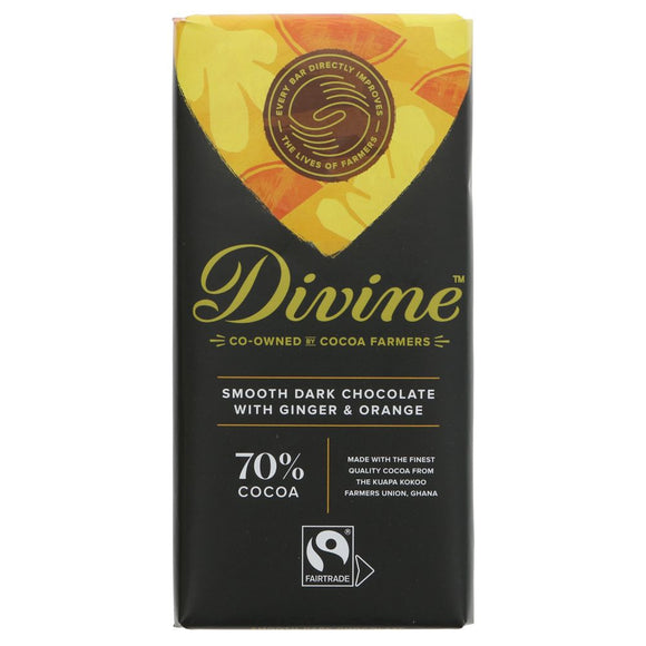 Divine Dark Chocolate with Ginger & Orange - 90g