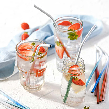 Stainless Steel Reusable Straw Set – Deep Ocean Edition – 8 Pack