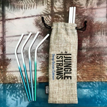 Stainless Steel Reusable Straw Set – Deep Ocean Edition – 8 Pack
