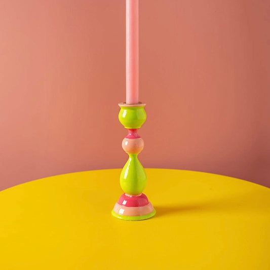 Ian Snow Pink & Green Luxury Candlestick | Merry & Bright Christmas Edit | SW Coast Refills