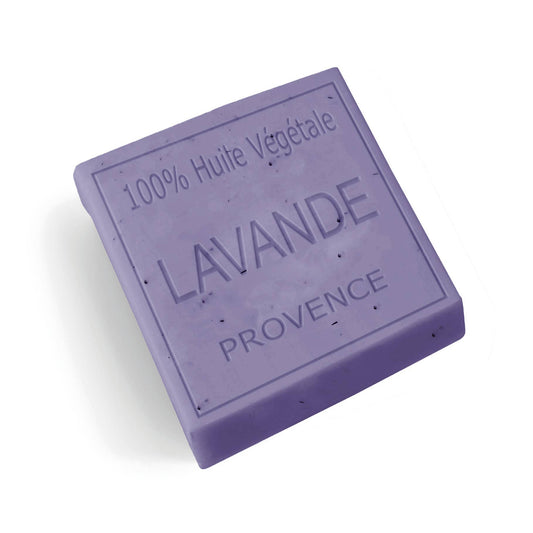Purple soap bar from Provence with 'Lavande Provence' text on a white background
