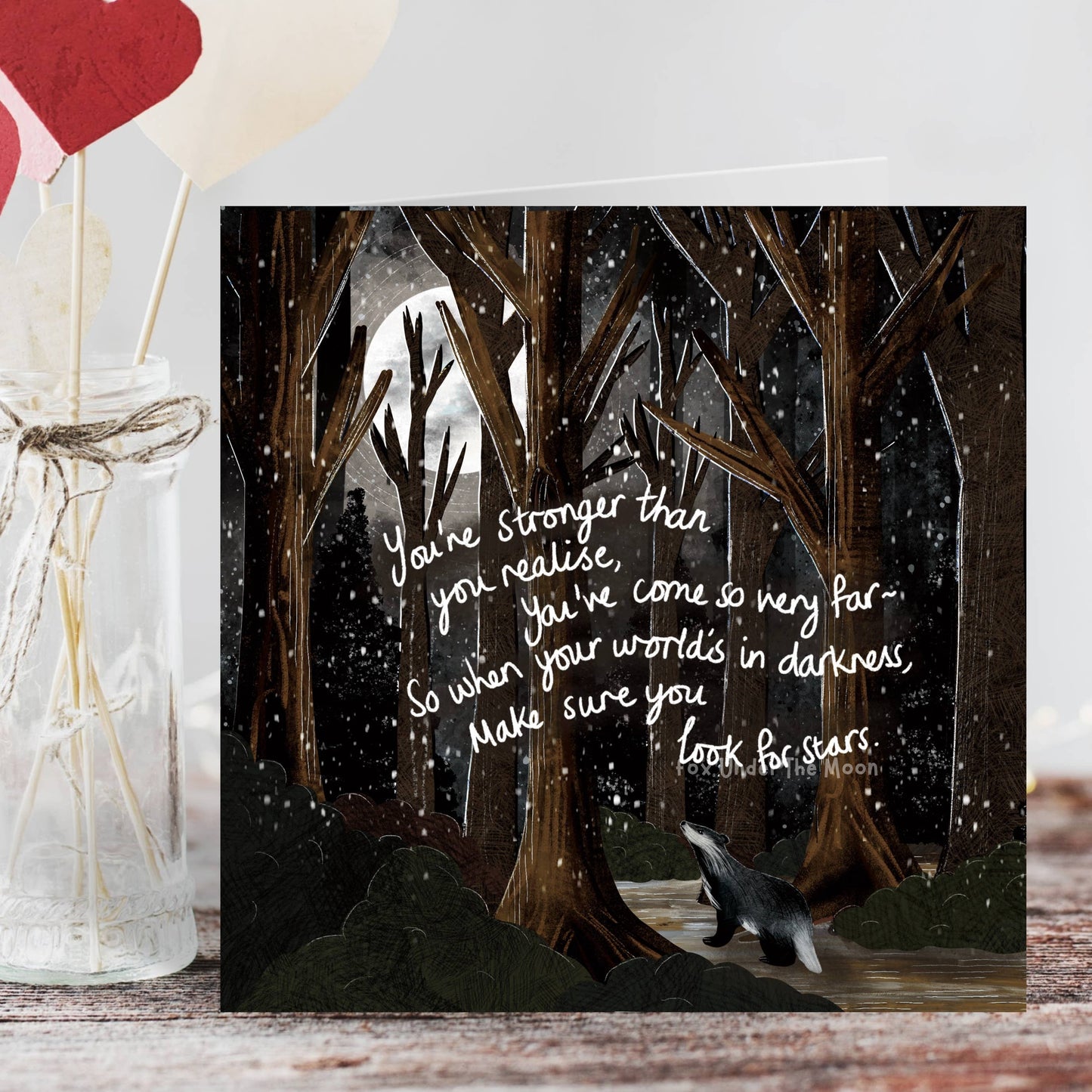'Look For Stars' Greeting Card - Fox Under The Moon