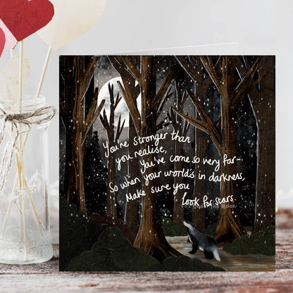 'Look For Stars' Greeting Card - Fox Under The Moon