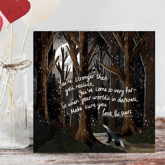 'Look For Stars' Greeting Card - Fox Under The Moon