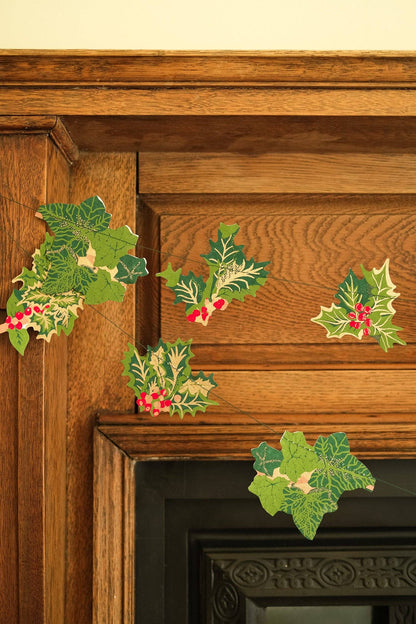 Holly and Ivy Printed Paper Sewn Garland