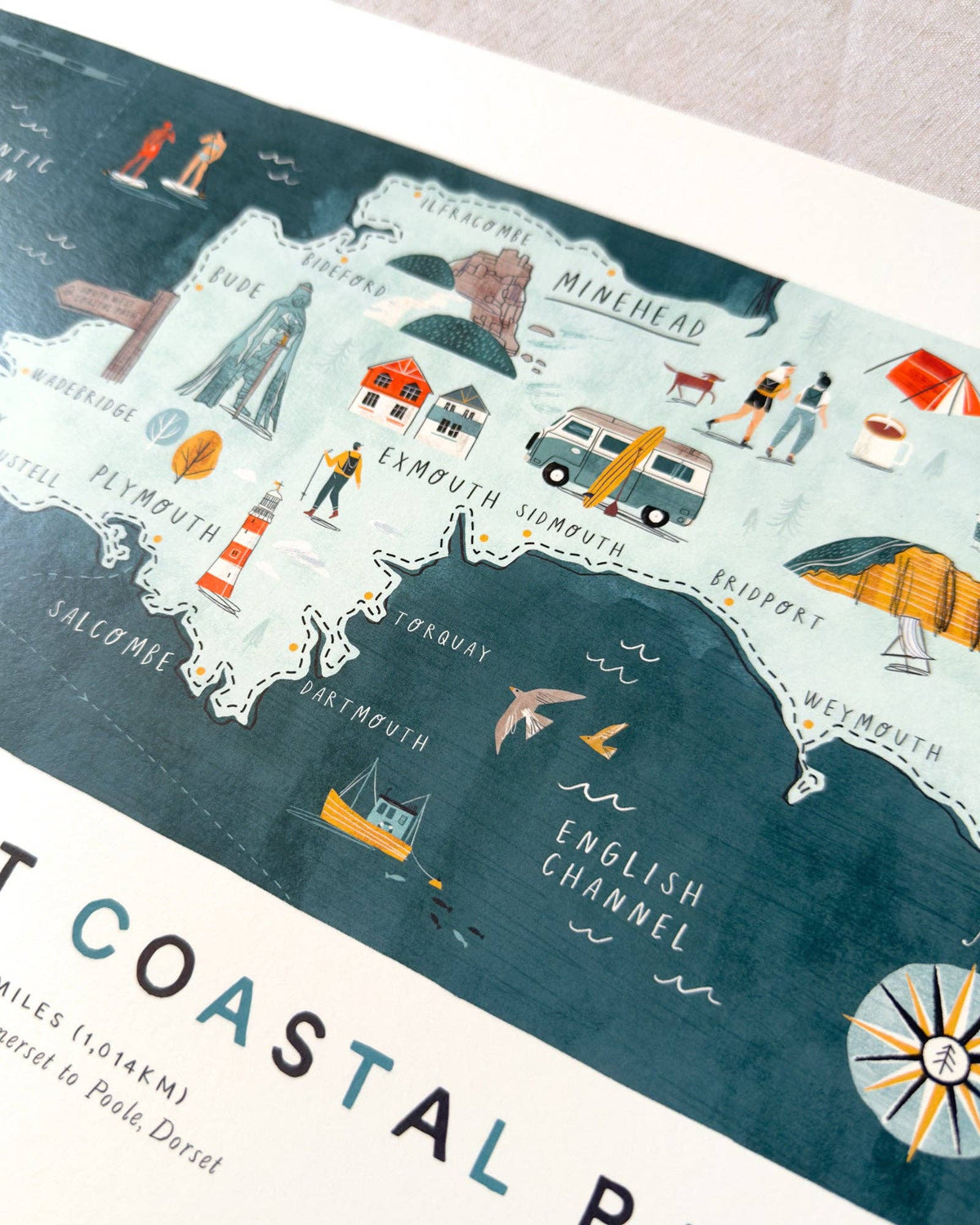South West Coastal Path A3 Art Print