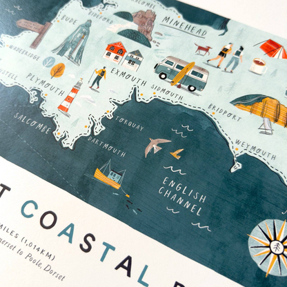 South West Coastal Path A3 Art Print