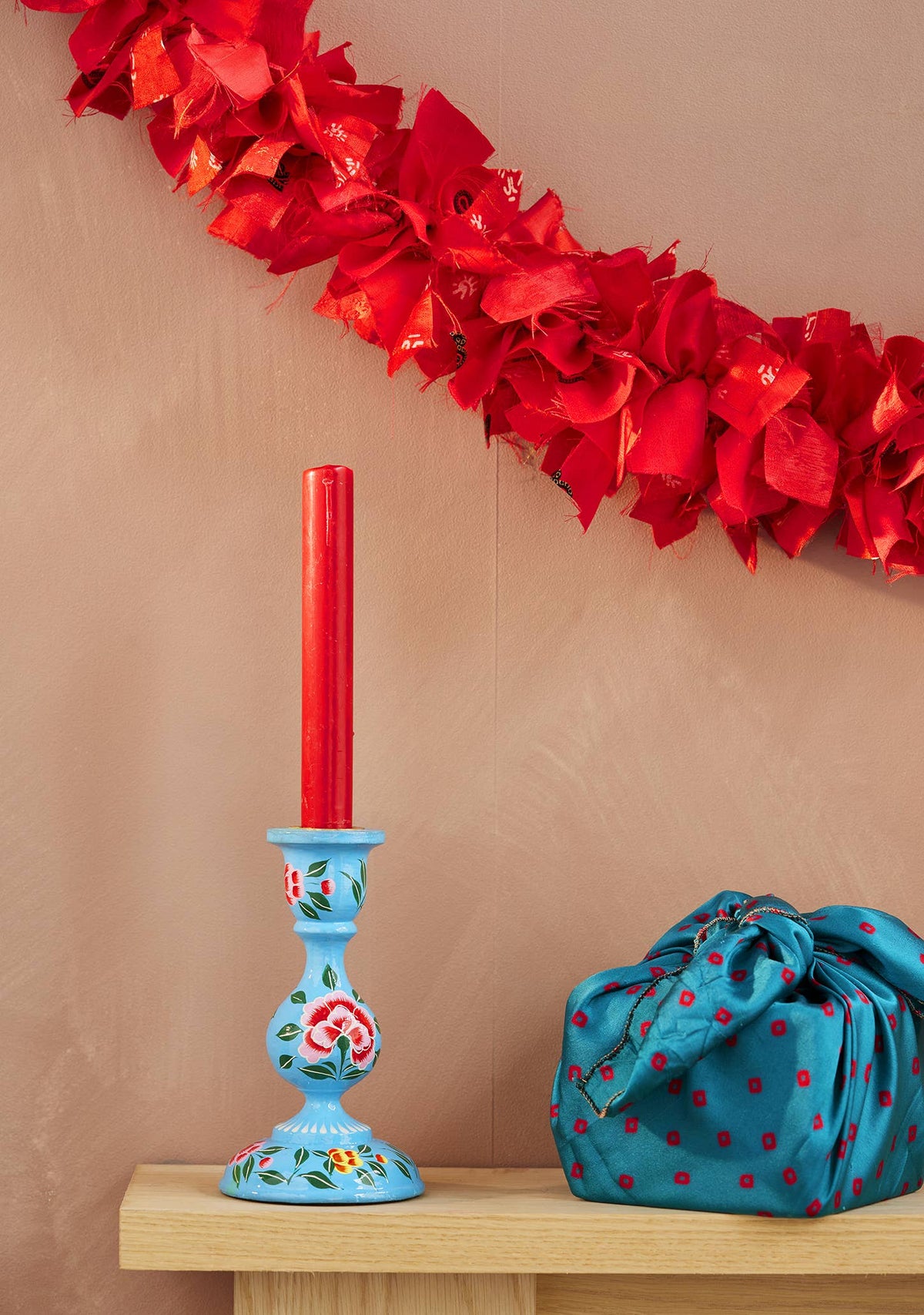 Recycled Sari Tinsel Garland - Red