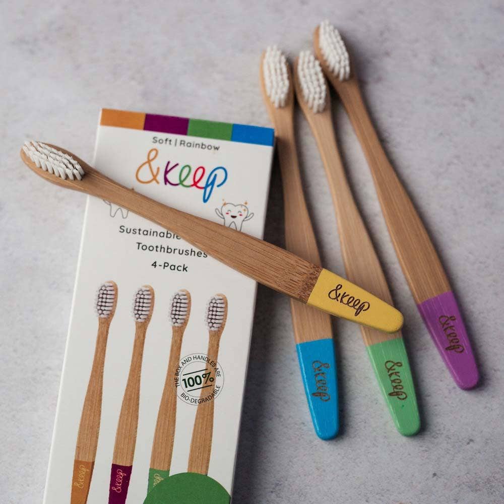 &Keep Children's Sustainable Bamboo Toothbrushes 4 Pack
