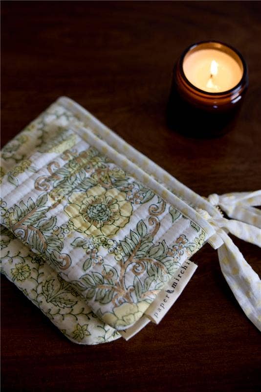 Organic Cotton ‘Buttercream’  Floral Pouch Duo