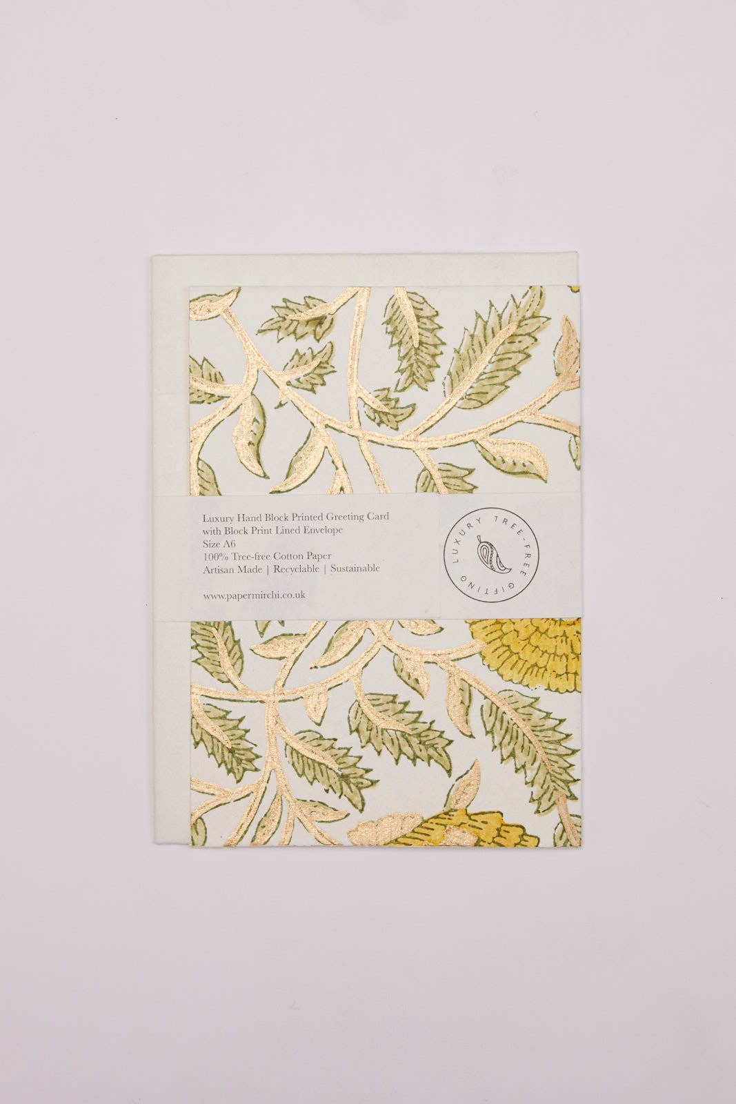 Block Print Marigold Greeting Card