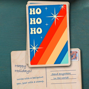 Ho Ho Ho Wooden Postcard