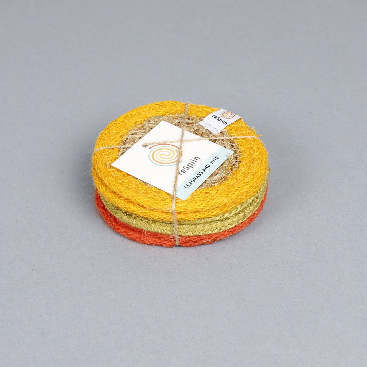 Respiin Set of 6 Seagrass & Jute Coasters - Brights