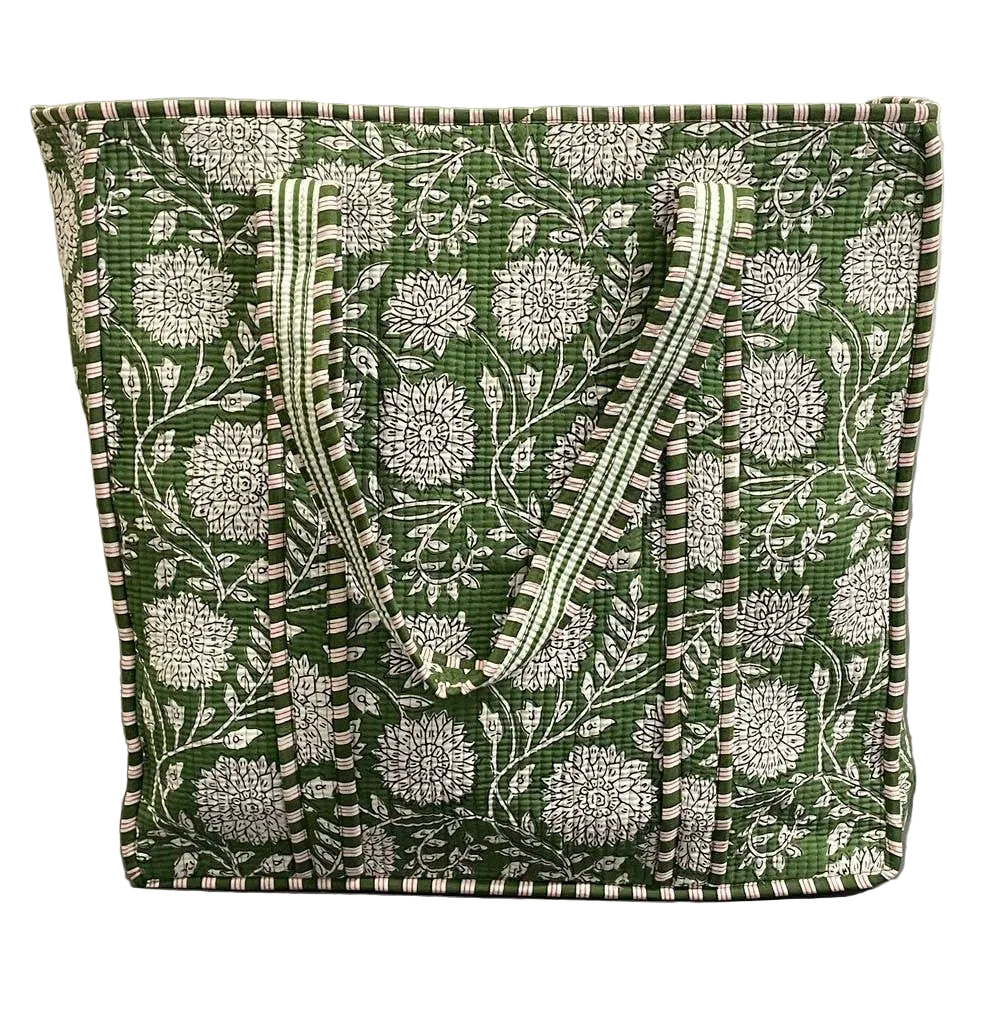 Meadow Green Reversible Cotton Tote Bag