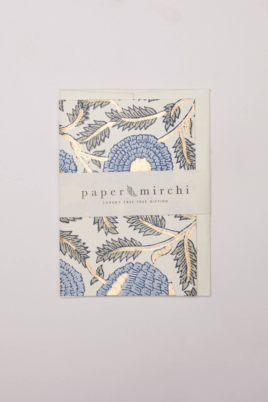 Block Print ‘Blue Stone’ Marigold Greeting Card