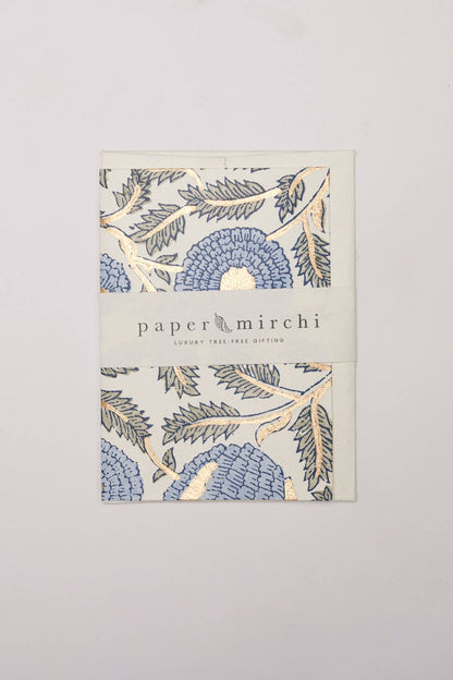 Block Print ‘Blue Stone’ Marigold Greeting Card