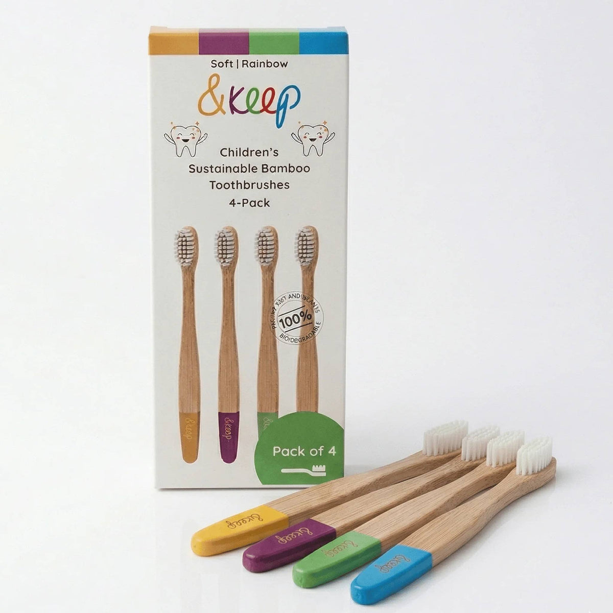 &Keep Children's Sustainable Bamboo Toothbrushes 4 Pack