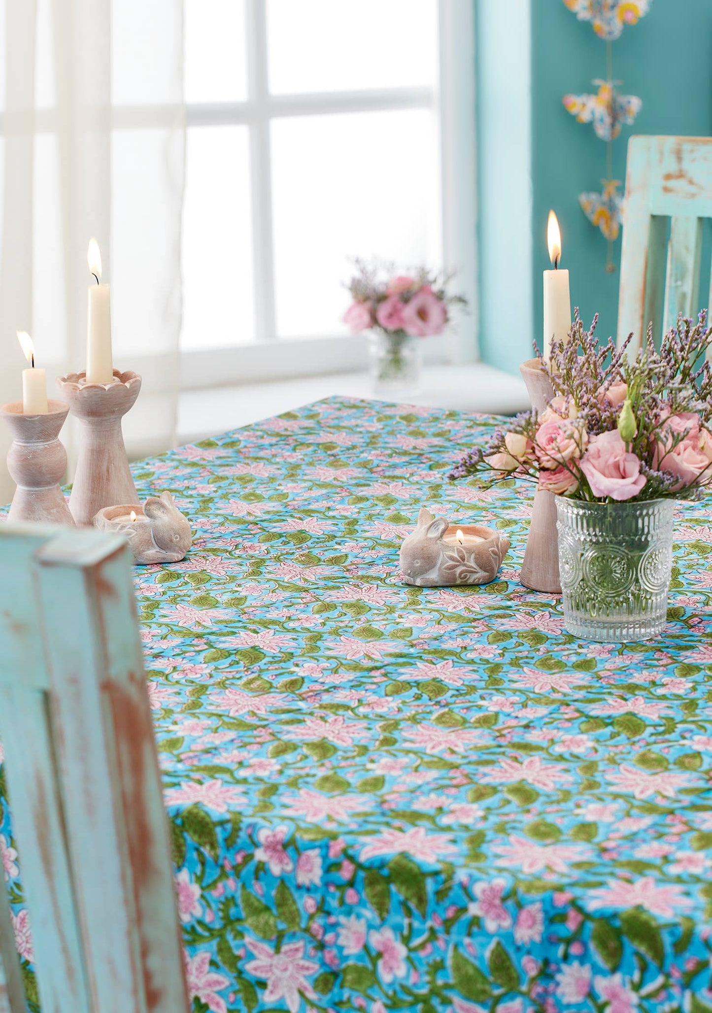Lily Block Print Tablecloth