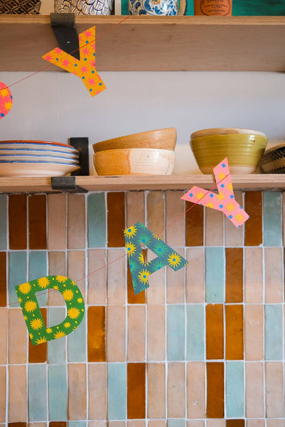 Bright Happy Birthday Sewn Garland